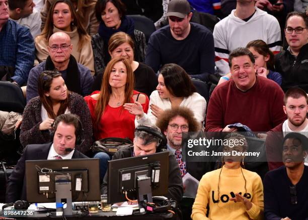 Ciara Schirripa, Laura Schirripa, Bria Schirripa and Steve Schirripa attend the New York Knicks Vs Philadelphia 76ers game at Madison Square Garden...