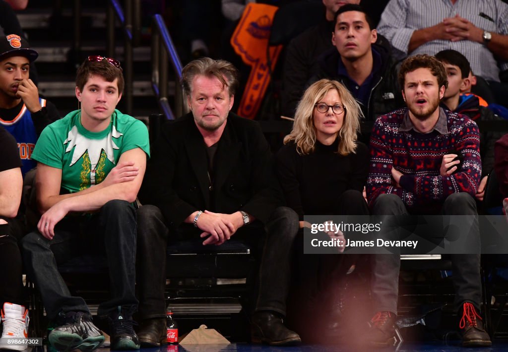 Celebrities Attend The New York Knicks Vs Philadelphia 76ers Game
