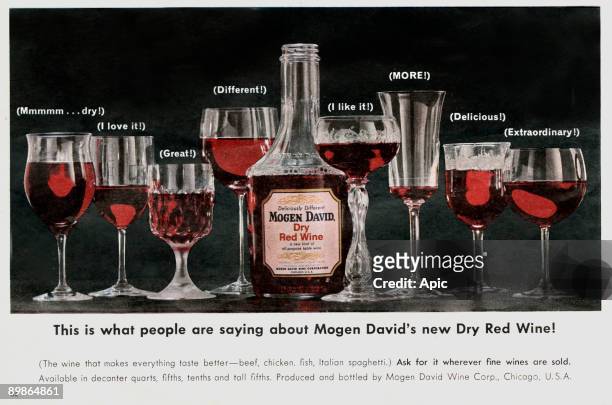 Advertisement for Mogen David dry red wine, 1964