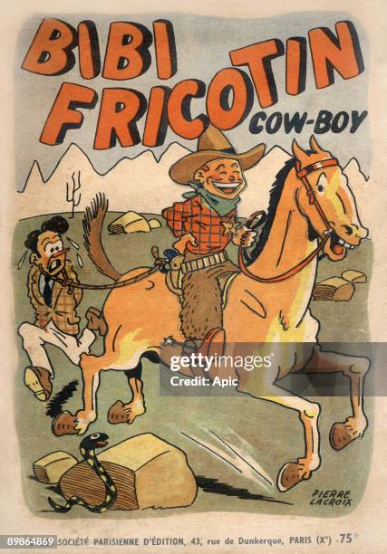 Cover of album Bibi Fricotin Cowboy, illustration by Pierre Lacroix, 1950