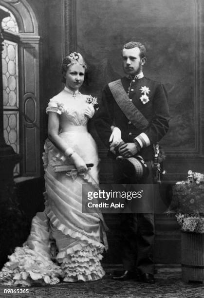 Prince Rudolf of Habsburg Archduke and crown prince of Austria , only son of emperor FrancoisJoseph and empressSissi here with Stephanie of Belgium...