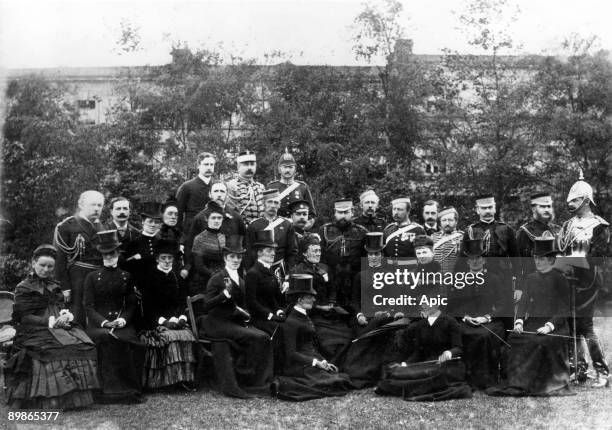 Edward VII , King of the Great Britain and Irish and Emperor of India and his wife the queen Alexandra born princess of Denmark and their court