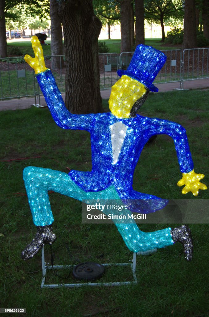 A statue of a Lord a-Leaping at Christmas in Glebe Park, Glebe Park, Canberra City, Australian Capital Territory, Australia