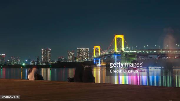 odaiba night view - evening news 2017 stock pictures, royalty-free photos & images