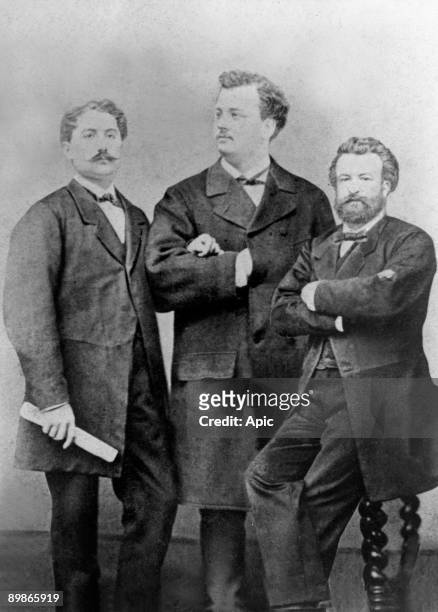 Bonaparte affair : Victoir Noir, journalist, killed on january 10, 1870 by prince Pierre Bonaparte, here with Pascal Grousset and Fonvielle