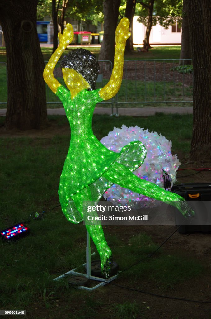 A statue of a Lady Dancing at Christmas in Glebe Park, Glebe Park, Canberra City, Australian Capital Territory, Australia