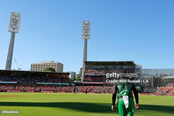 Ben Dunk of the Stars fields during the Big Bash League match between the Perth Scorchers and the Melbourne Stars at WACA on December 26, 2017 in...