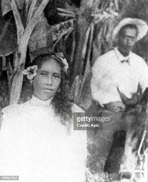 Paul Gauguin installed in the village of Atuona, painted model Vahine Vaeoho Marie Rose, aged 14 which will install with the painter to 1901