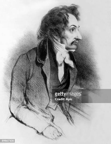 Pierre-Francois Lacenaire french dandy, poet and criminal, drawing