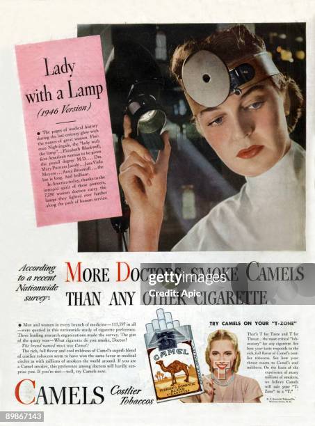 More doctors smoke camels than any other cigarette, advertisement for cigarettes in 1946