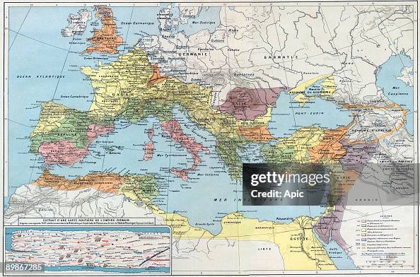 Long Roman Map Historical map of the roman empire with a insert showing map of roman ...