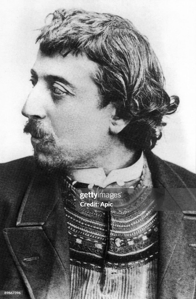 Paul Gauguin (1848-1903) french painter here in Copenhague in march 1891 with a breton cardigan, selfportrait dedicated to Carriere