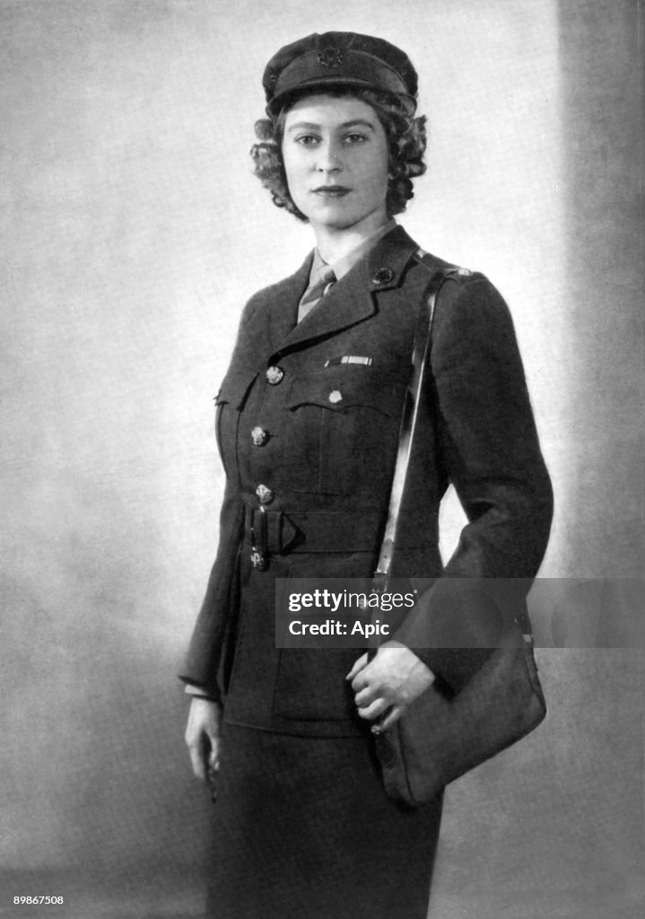 Princess Elizabeth of England (future queen Elizabeth II) young as second subaltern in ATS, 1945