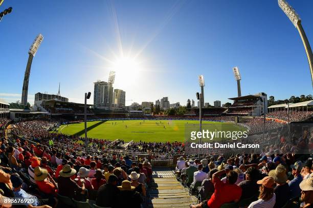 General View from the stands during the Big Bash League match between the Perth Scorchers and the Melbourne Stars at WACA on December 26, 2017 in...