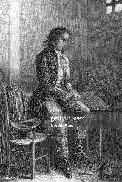 Antoine Pierre Joseph Marie Barnave french deputy, Girondist at time of French Revolution, engraving by Leguay after a drawing by Lacauchie