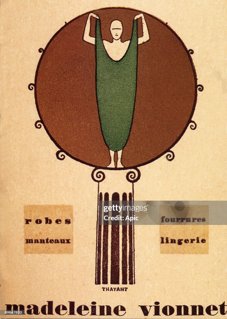 Poster for creations by Madeleine Vionnet (dresses, coats, furs, underweras), 1919