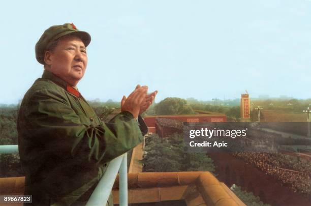 Mao Tse Toung chinese president here during review of army of The Great Proletarian Cultural Revolution in Pekin, november 3, 1967