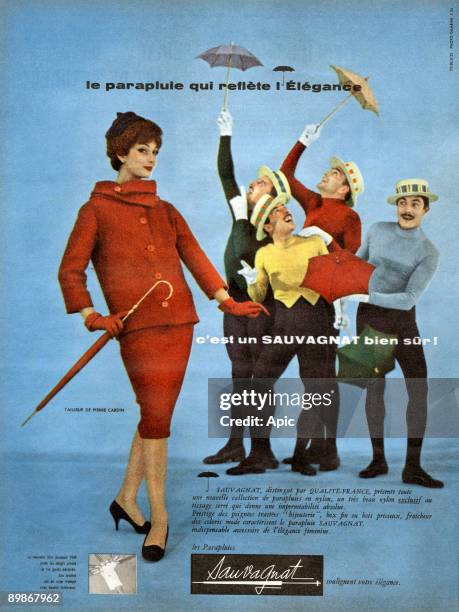 The Jacques Brothers in a publicity the umbrella Sauvagnat 1958 tailor Pierre Cardin