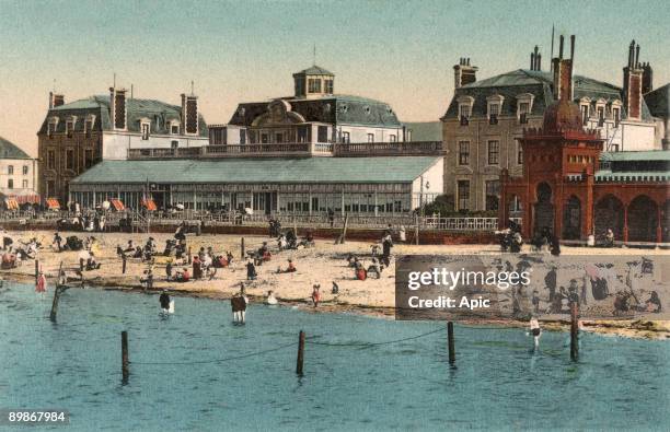 Cherbourg : beach and casino, c. 1906, postcard