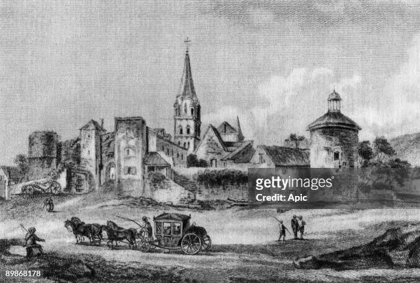 Vermanton near Sacy in Burgondy . Sacy is the village where was born Nicolas Restif de la Bretonne, engraving by Nee for book by Nicolas Restif de la...