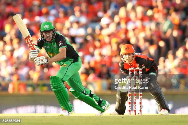 James Faulkner of the Stars bats during the Big Bash League match between the Perth Scorchers and the Melbourne Stars at WACA on December 26, 2017 in...