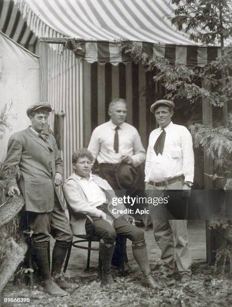 Jack London with George Sterling, James Hopper, Harry Leon Wilson, Bohemian Grove, 1913