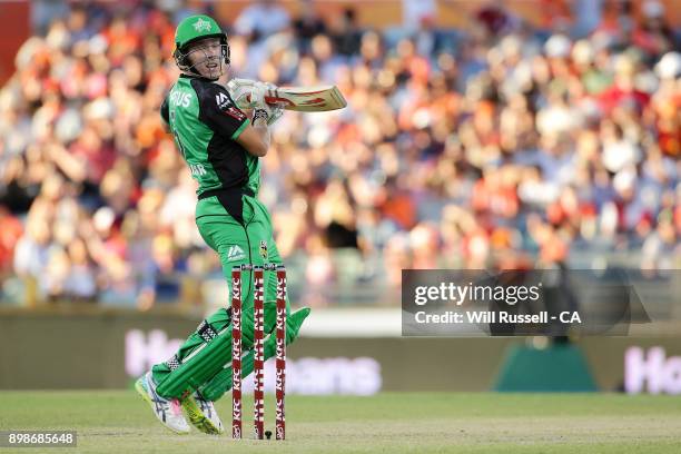 James Faulkner of the Stars bats during the Big Bash League match between the Perth Scorchers and the Melbourne Stars at WACA on December 26, 2017 in...