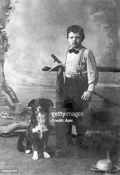 Jack London and his dog Rollo. Nine years old, 1885