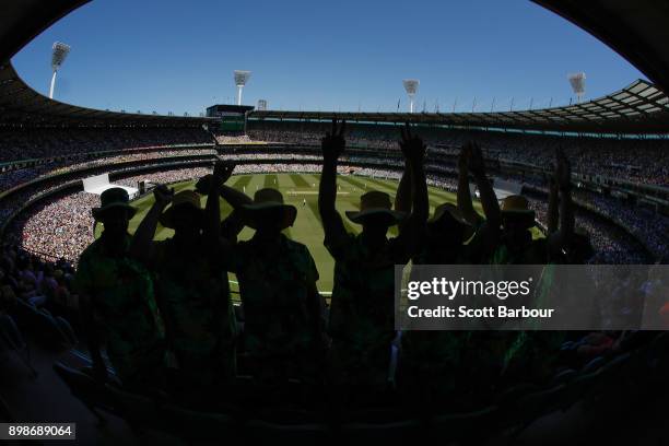 General view as cricket fans in the crowd of 88,172 enjoy the atmosphere on Boxing Day during day one of the Fourth Test Match in the 2017/18 Ashes...