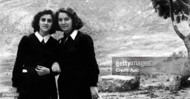 Young singer Nana Mouskouri with a friend in Greece, c. 1947
