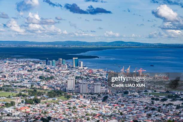aerial view - fort george - port of spain - port of spain foto e immagini stock