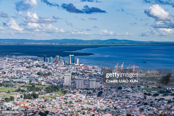 aerial view - fort george - port of spain - trinidad stock pictures, royalty-free photos & images