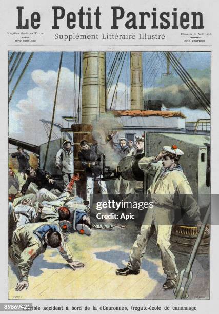 First page of the newspaper Le Petit Parisien "from Sunday 30 August 1903 in illustration Terrible accident aboard the" crown "fregate canonnage at...