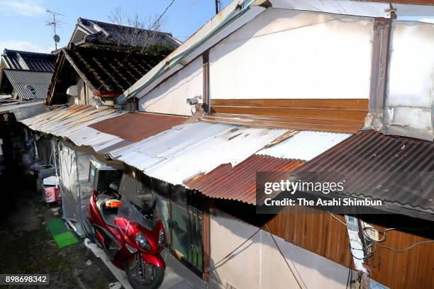 The house where a 33-year-old woman was found dead and in an emaciated state after being confined in a tiny chamber for about 17 years, is seen on...
