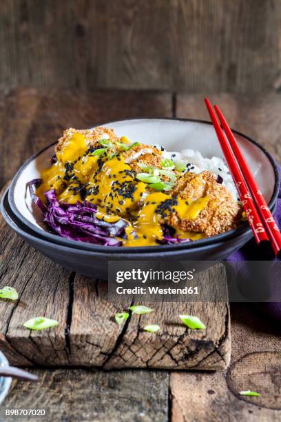 katsu curry with chicken escalope - yōshoku stock pictures, royalty-free photos & images