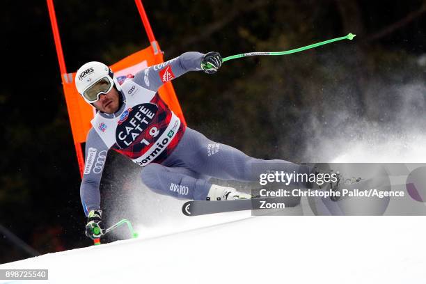 Johan Clarey of France in action during the Audi FIS Alpine Ski World Cup Men's Downhill Training on December 26, 2017 in Bormio, Italy.