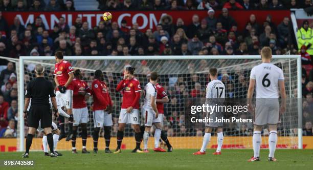 Steven Defour of Burnley scores their second goal during the Premier League match between Manchester United and Burnley at Old Trafford on December...