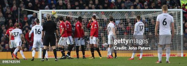 Steven Defour of Burnley scores their second goal during the Premier League match between Manchester United and Burnley at Old Trafford on December...