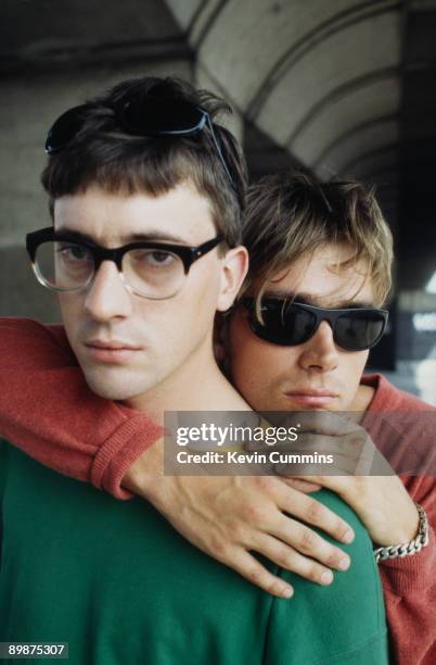 Guitarist Graham Coxon and Singer Damon Albarn, of English rock band Blur, under London's Westway, 1995.