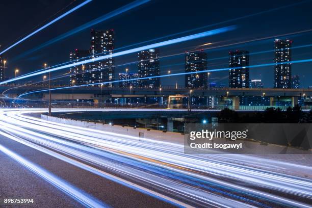 nightscape of highway at tokyo city - isogawyi stock pictures, royalty-free photos & images