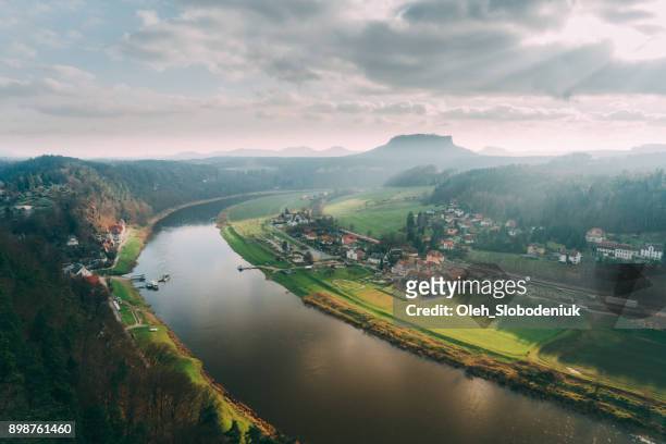 scenic view of saxon switzerland in germany - saxony stock pictures, royalty-free photos & images