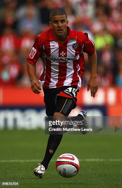 Kyle Walker of Sheffield United in action during the Coca-Cola Championship match between Sheffield United and Leicester City at Bramall Lane on...