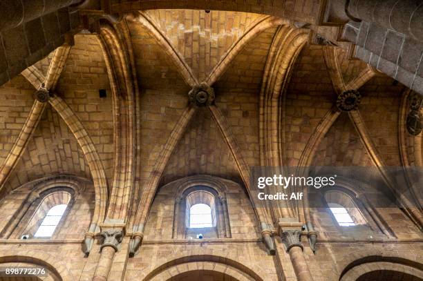 central vault of the church of san vicente in ávila, spain - flying buttress foto e immagini stock