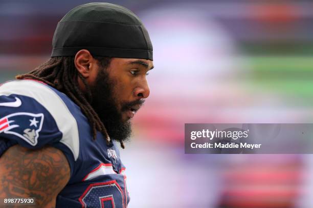 Brandon Bolden of the New England Patriots before the game against the Buffalo Bills at Gillette Stadium on December 24, 2017 in Foxboro,...