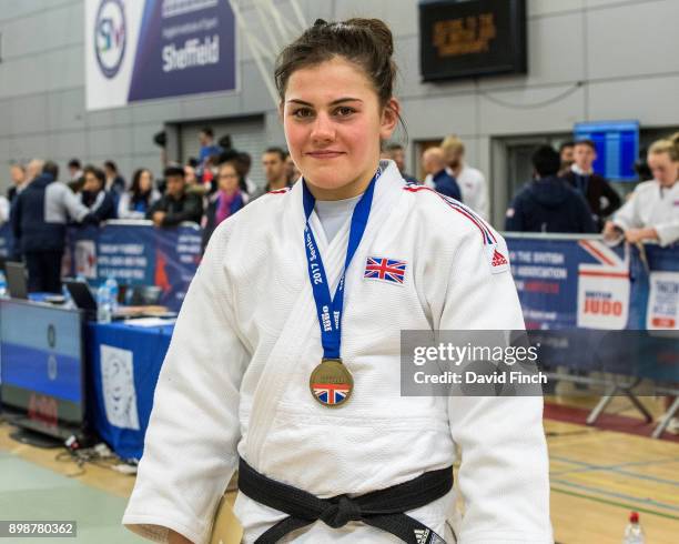 Under 70kg gold medallist, Jemima Yeats-Brown of Ryecroft JC, during the 2017 British Senior Judo Championships at the English Institute of Sport,...