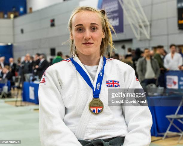 Under 63kg gold medallist, Lucy Renshall of SKK JC, during the 2017 British Senior Judo Championships at the English Institute of Sport, Sheffield,...