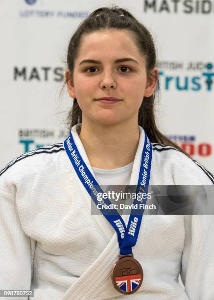 Under 52kg bronze medallist, Molly Harvey of Tonbridge JC during the 2017 British Senior Judo Championships at the English Institute of Sport,...