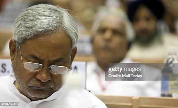 Bihar CM Nitish Kumar and Karnataka CM B.S. Yeddyurappa at the Chief Ministers� Conference on Internal Security in New Delhi on Monday, August 17,...