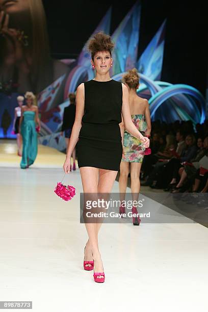 Model showcases designs by Yeojin Bae at the MYER Spring Summer 2009/10 Collection Launch at Carriageworks on August 19, 2009 in Sydney, Australia.