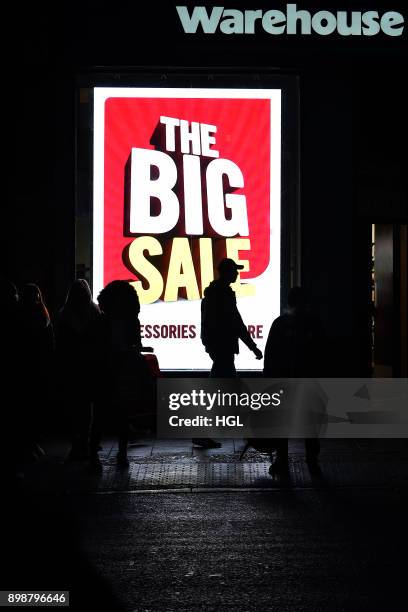 Shoppers on Oxford Street hit the Boxing Day Sales on December 26, 2017 in London, England. According to reports, a decrease for in-store shopping is...